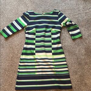 Striped Green and Navy Dress